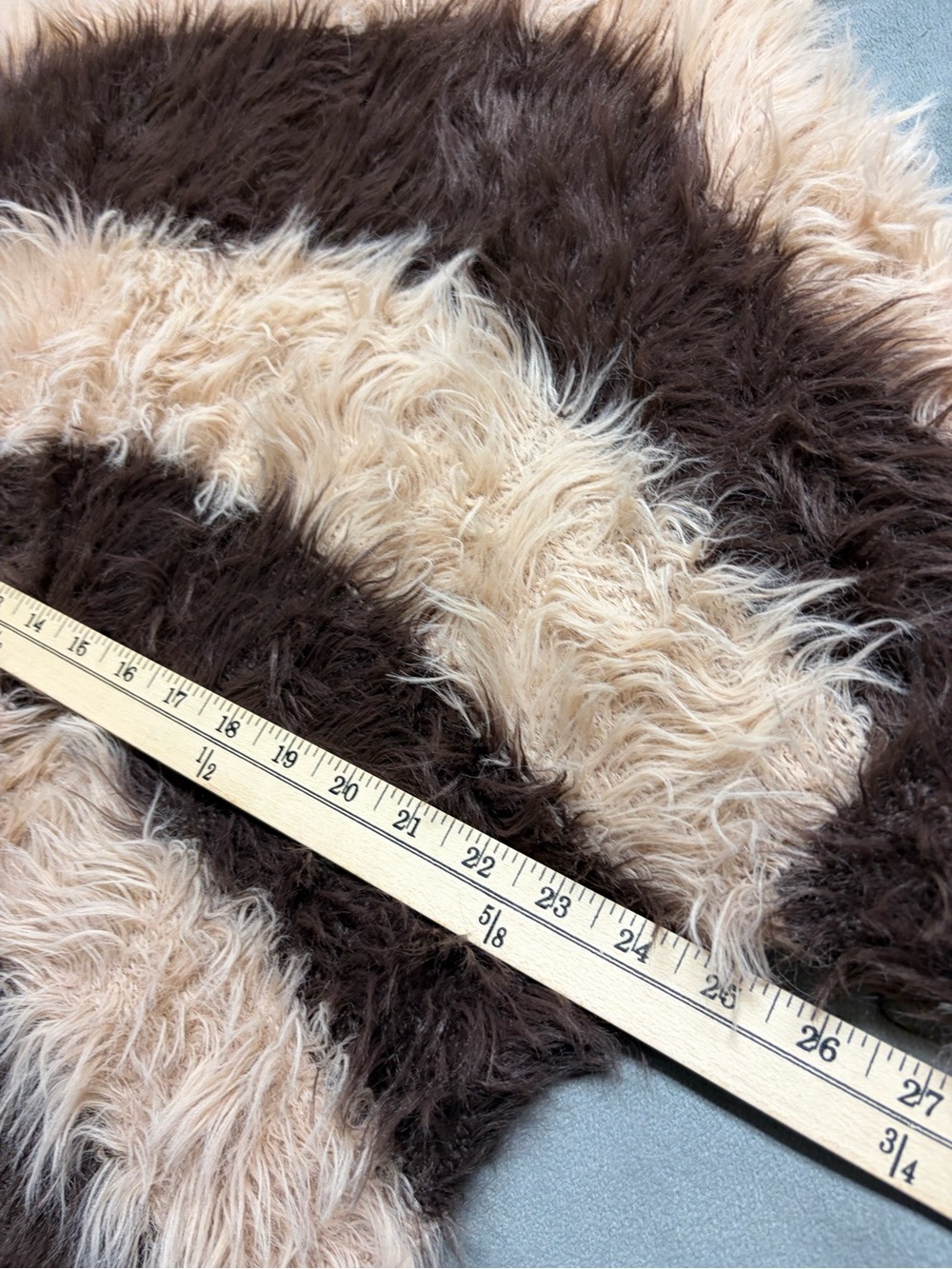 Topshop Womens M Shaggy Fuzzy Sweater Brown Cream Stripe Fluffy Y2K Oversized - Picture 8 of 15
